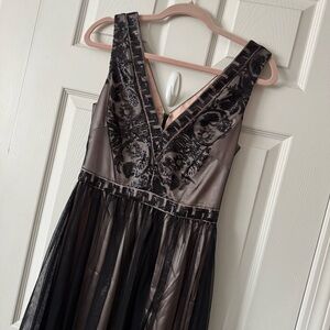 RARE Vintage Badgley Mischka Black and Ballet Pink Gown